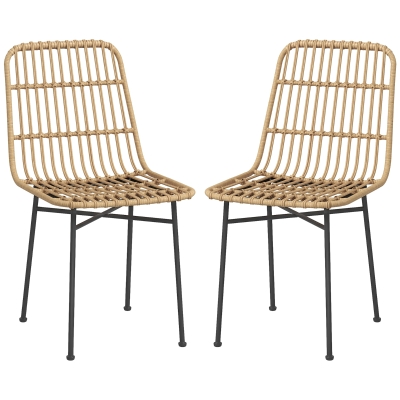 HOMCOM Esszimmerstuhl Küchenstuhl Stuhl, Boho-Stil, 45 cm x 57 cm x 83 cm, Natur + Schwarz