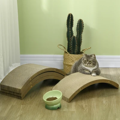 PawHut Planches à Gratter Réversibles Chat 55x25,5cm Carton Marron