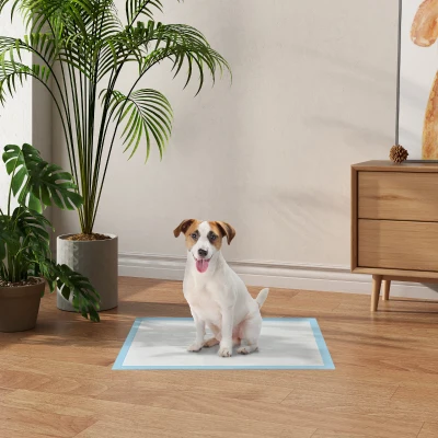 PawHut Set 100 Tappetini Igienici per Cani 45x60 cm Blu e Bianco