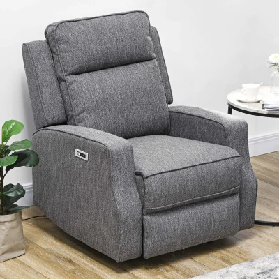 HOMCOM Electric Reclining Chair USB Footrest Charcoal Grey