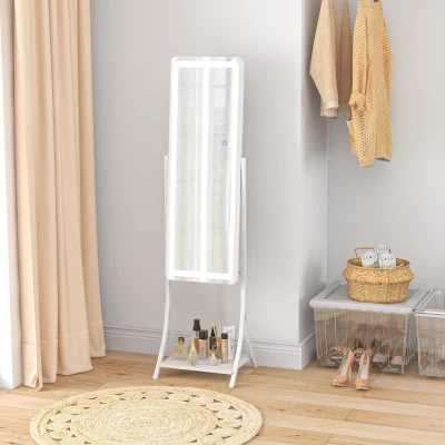 HOMCOM LED Full-Length Dressing Mirror with Shelf