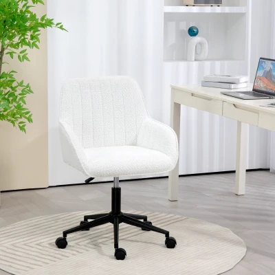 HOMCOM Sedia da Ufficio con Altezza Regolabile in Tessuto Bianco