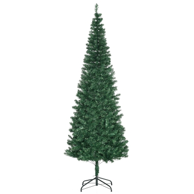 HOMCOM Weihnachtsbaum Kunsttanne künstlicher Christbaum, inkl. Standfuß, LED´s, 2,1 m, 1 Weihnachtsstern, Grün