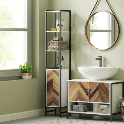 Tall Bathroom Cabinet 30W x 30D x 170H cm Walnut brown