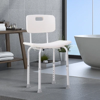 HOMCOM Sedile da doccia 43cm x 50.6cm x 88cm Bianco