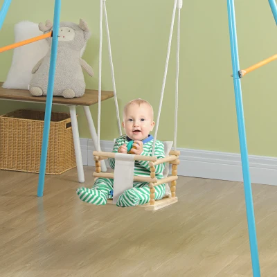 AIYAPLAY Altalena per Bambini in Legno e Cotone con Cuscino