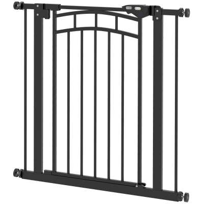 PawHut Barrière de sécurité pour chien barrière d’escalier extensible double verrouillage 74-80 x 76 cm noir