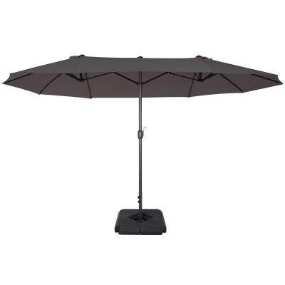 Outsunny Double-Sided Garden Parasol Canopy Shade 4.6m Grey