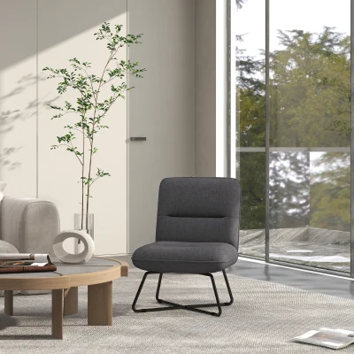 HOMCOM Poltrona Moderna con Rivestimento Tessuto Grigio Scuro