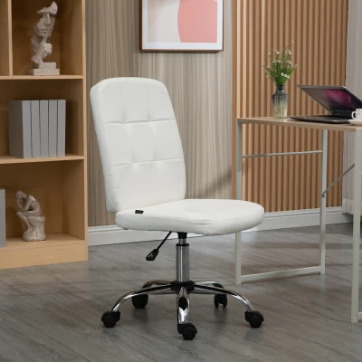 Vinsetto Armless Faux Leather Office Chair White