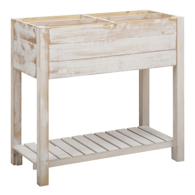 Outsunny Jardinière Bois Blanc 4 Compartiments avec Étagère