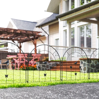 Outsunny Gartenzaun Zaun Stahl 300 cm x 70 cm hoch Dekorativer Gitterzaun Set Zaunelemente Schwarz