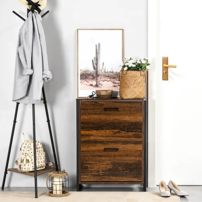 HOMCOM 12-Shoe Storage Cabinet Wood-Effect