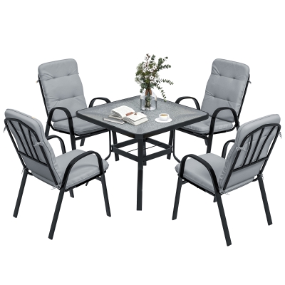 Outsunny 5-Piece Outdoor Dining Set Grey with Umbrella Hole