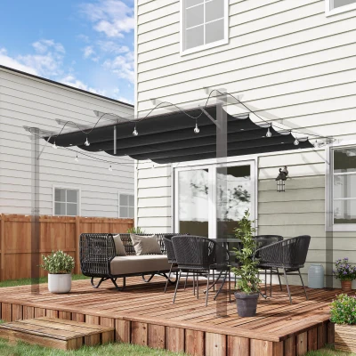 Outsunny Ersatzplane für 3x3m Pavillons, mit Wasserablauflöchern, 2,50 x 2,55 m, Dunkelgrau
