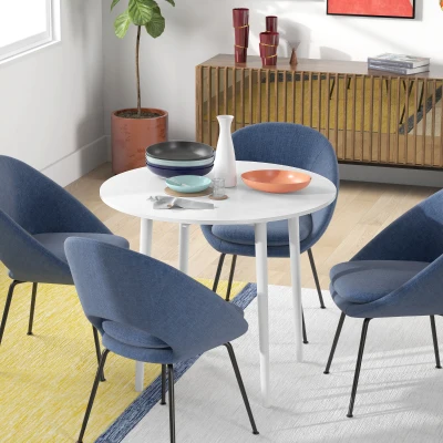 HOMCOM Folding Round Drop Leaf Dining Table White 4 Seats