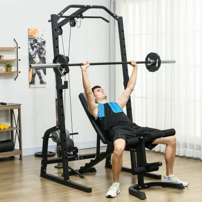 SPORTNOW Power Tower con Panca Addominali e Porta Bilanciere