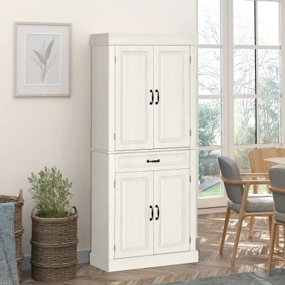HOMCOM Credenza Cucina con 2 Armadietti e Cassetto Bianco
