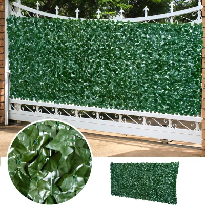 Outsunny Künstlicher Hecken Sichtschutz, UV Geschützt Sichtschutz, Grün Balkon Sichtschutz, Zaun Sichtschutzgitter mit Blättern, Hecken Zaun, WandKünstliche 300 x150 cm für Garten Hochzeit