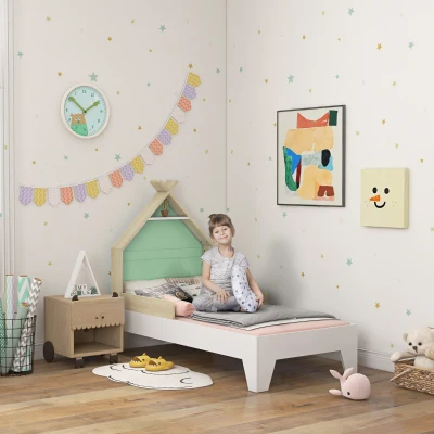 AIYAPLAY Letto per Bambini 3-8 Anni a Casetta 144x74x110cm Verde