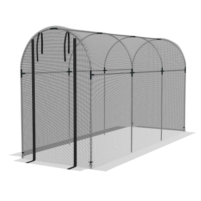 Outsunny Vogelschutznetz, Pflanzenschutz, robust, Tür mit Reißverschluss, 120x360x188 cm, Schwarz/Silber