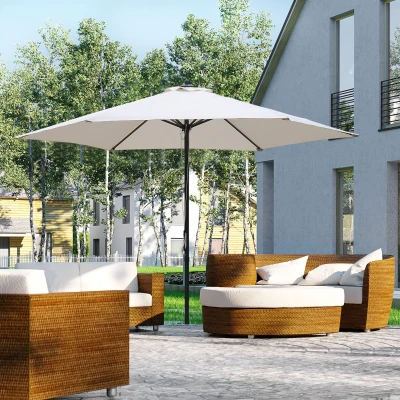 Outsunny 2.8m Garden Parasol Off-White Umbrella Canopy