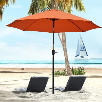 Outsunny 2.6M Patio Parasol Aluminium Orange Canopy