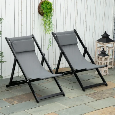 Outsunny Sedie da esterno 96.5cm x 58cm x 91.5cm Grigio Scuro