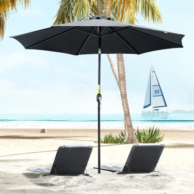 Outsunny 3m Tilting Parasol Black Outdoor Sun Shade