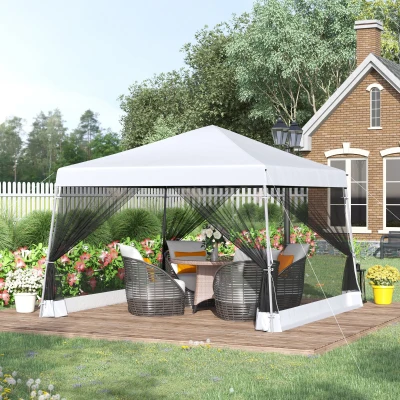 Outsunny Pop-up Gazebo Canopy Tent White 3.5x3.5m