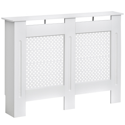 HOMCOM Cache-radiateur Design Contemporain façade perforé dim. 111,5L x 19l x 82H cm MDF Blanc