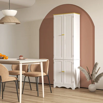HOMCOM 4-Door Kitchen Cupboard Storage Cabinet White