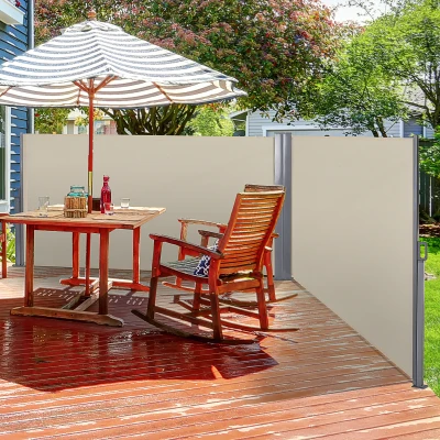 Outsunny Double Canopy Awning Steel Beige 6x1.6m