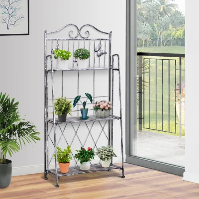 Outsunny Scaffale Fioriera 44cm x 25cm x 96cm Grigio