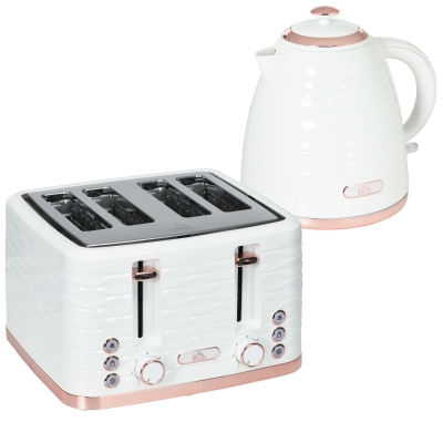 HOMCOM Kettle & Toaster Set 3000W Cream White