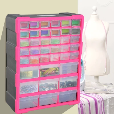 DURHAND Wall-Mount Storage Cabinet 39 Drawers Clear