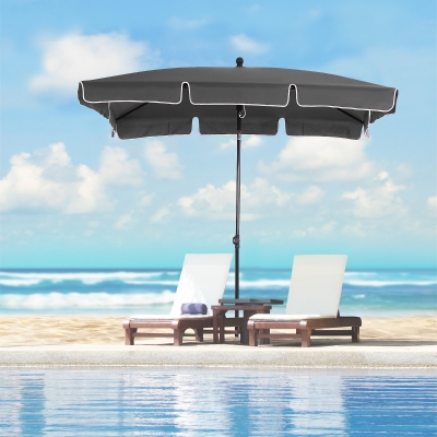 Outsunny Sombrilla de Terraza de Aluminio 198x130x245 cm Parasol de Jardín Rectangular con Función de Inclinación Gris