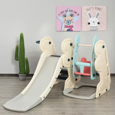 HOMCOM Scivolo per bambini 220cm x 160cm x 120cm Bianco, Azzurro e Grigio