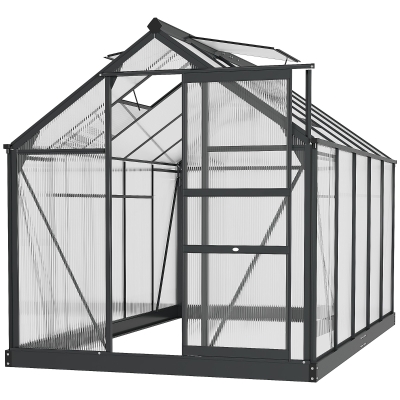 Outsunny 6x10ft Polycarbonate Greenhouse Grey Aluminium Frame