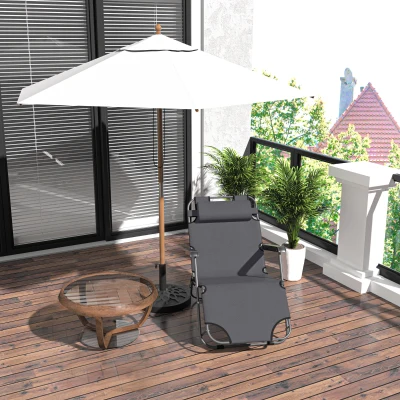 Outsunny Transat Jardin Inclinable Pliant Gris Oxford