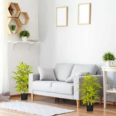HOMCOM Bamboo Tree Fake Plants Set 15x15x60cm Green