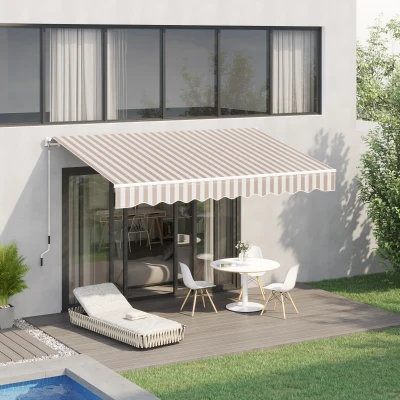 Outsunny Markise mit Handkurbel, Gelenkarmmarkise, Sonnenschutz, Wandmontage, Balkon, Alu Berge 3 x 2,5 m