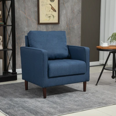 HOMCOM Poltrona Moderna in Tessuto Effetto Blu