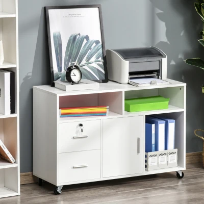HOMCOM Mobile porta stampante 100cm x 35cm x 65cm Bianco