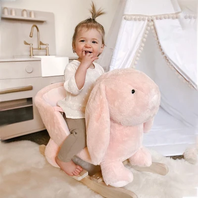 HOMCOM Cavallo da Dondolo 60cm x 33cm x 50cm Rosa