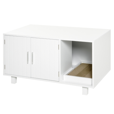 PawHut Mobile per Lettiera Gatti 91cm x 52cm x 50.5cm Bianco