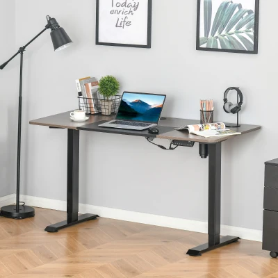 Vinsetto Escritorio Eléctrico con Altura Ajustable y 4 Teclas de Memoria para Oficina Hogar 140x70x72-116 cm Negro y Teca