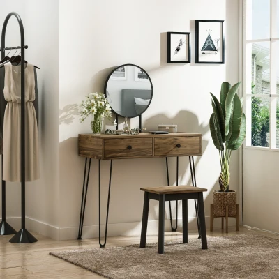 HOMCOM Mobile per trucco 80cm x 40cm x 125cm Color Noce