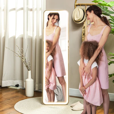 HOMCOM Espejo de Cuerpo Entero con Luz LED 150x40 cm con Iluminación de 3 Colores Función de Memoria y Táctil Inteligente Negro