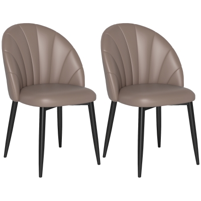 HOMCOM Set 2 Sedie in Pelle PU Schienale a Conchiglia Marrone